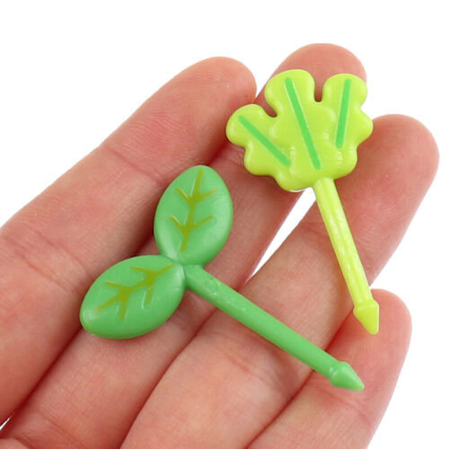 8pcs Fruit Fork Toothpick Leaves  Lunch Box Bento Salad Tiny Fork Cake For^m^