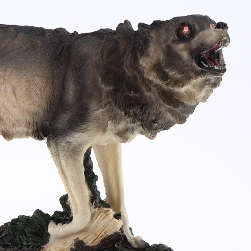 LED Solar Wolf Dekofigur Gartenfigur Dekolampe Solarbeleuchtung //