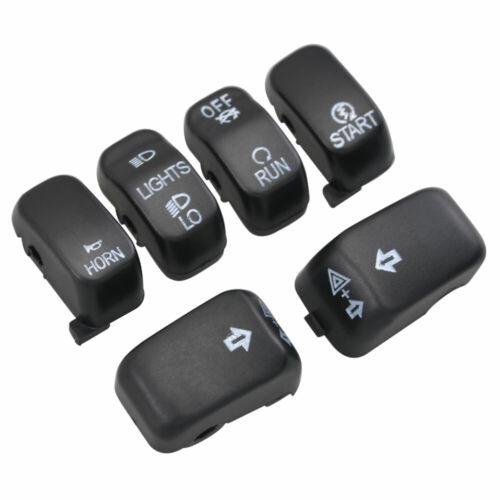 6pcs Black Hand Control Switch Housing Button Cover Caps For Harley Dyna Softail 