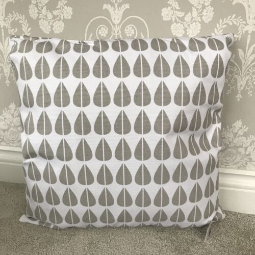 Grey Filled Cushion Geometric Leaf Cotton  Decorative cushion 45cm X 45cm 