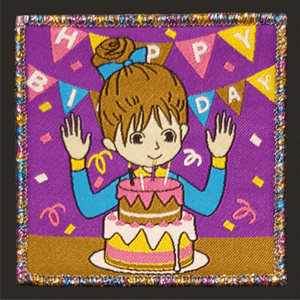 1 Happy Birthday badge Anniversary Celebration Girlguide Fun metallic badges