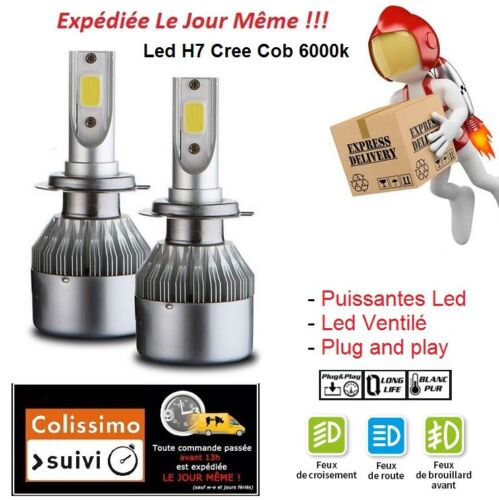 AMPOULES LED HID XENON X2 H7 72W 6000K PHARE FEUX TUNING BLANC PEUGEOT 107 207
