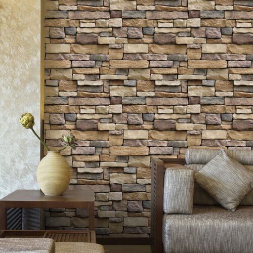 10m 3D Rock Brick Wallpaper Sticker Self-adhesive Decor for Living Room Bedroom 