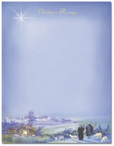 Wondrous Lights Religious Christmas Stationery Letterhead - 25 or 80pk