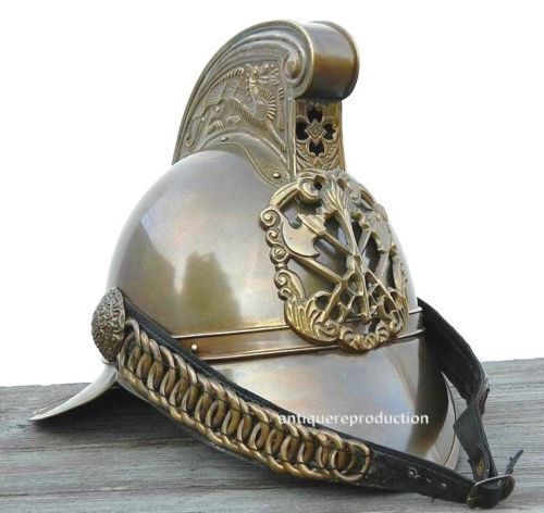 Antique Brass British Fireman Helmet Collectible Fire Bridge British Full Brass" 