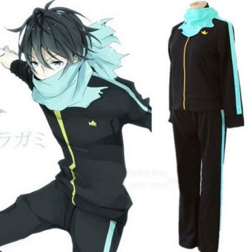Noragami Yato Cosplay Costume Sports Clothes Coat Outfit+Pants+Scarf Whole Set 