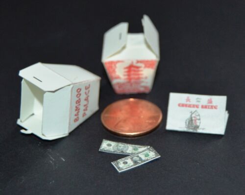 Miniature Chinese Food Delivery Menu Boxes & Money 