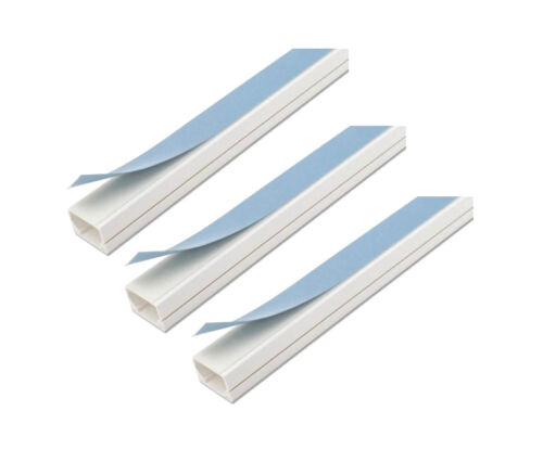 3 x Trunking 1 Meter Self-adhesive PVC White Electrical Cable Tidy 25mm x 40mm 