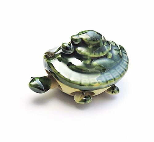 Keramik Schildkröte Turtles Grün glasiert Arme Beine beweglich 8 x 5 x 4 cm  Neu