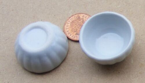 1:12 Maßstab Weiß Keramik Schale 3.3cm Tumdee Puppenhaus Küchenzubehör W41 