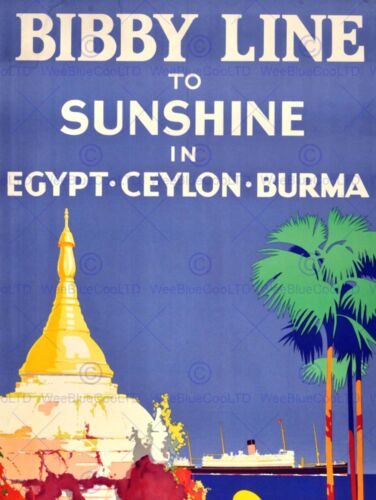 TRAVEL BIBBY LINE EGYPT CEYLON BURMA SHIP FINE ART PRINT POSTER 30x40cm CC1940