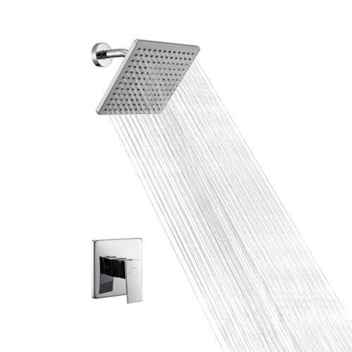 Shower Head System Set Rainfall Faucet Chrome Valve Bathroom Combo Wall Mounted
