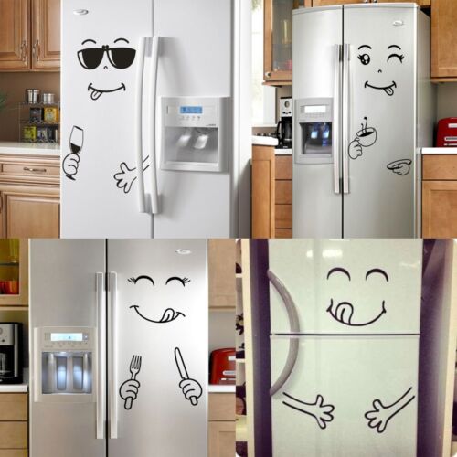 Smiley Face Refrigerator Sticker Vinyl Wall Stickers for Fridge Kitchen Bathroom 