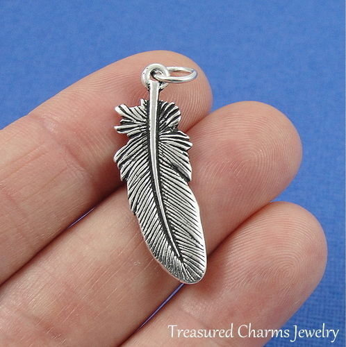 Silver FEATHER Native American Indian Southwest CHARM PENDANT 