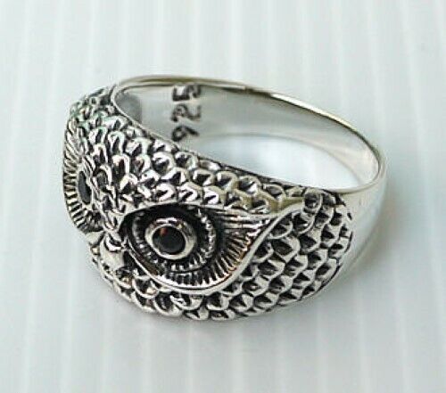 Details about   RED EYES OWL 925 STERLING SILVER MENS RING ANIMAL GOTHIC BIKER NEW ROCKER 