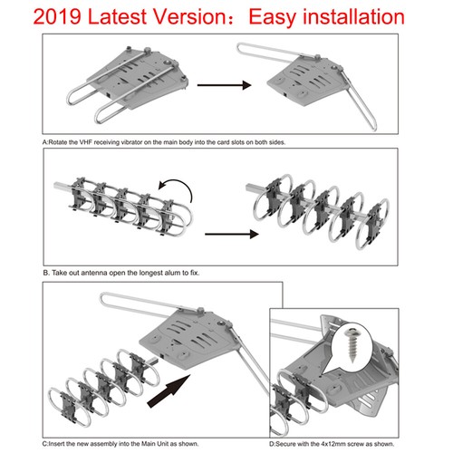 200 Miles Outdoor TV Antenna Amplified Motorized HDTV 1080P 4K 36dB 2019 Version