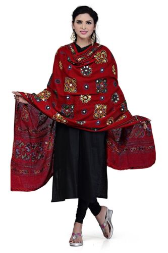Cotton Dupatta Head Wrap Stole Embroidery kutch Work Indian Pakistani Stole wrap