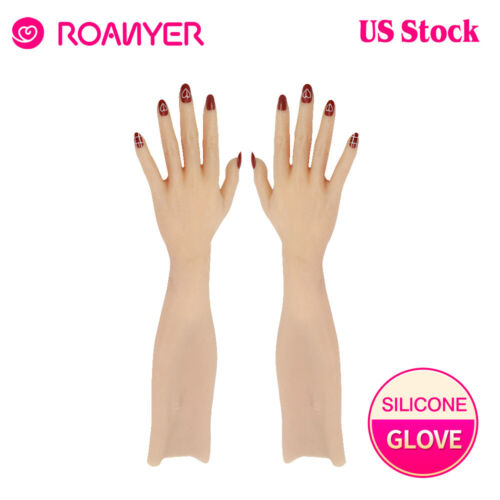Roanyer Realistic Silicone Skin Hand Female Gloves for Crossdresser Drag Queen 