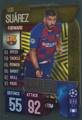 Topps Champions League 19 20 2019 2020 le04 luis suárez edición limitada mapa