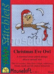 no card Christmas Eve Owl Stitchlet by Mouseloft