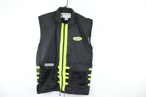 Vintage 90s Streetwear Mens Large Spell Out Mesh Windbreaker Vest Jacket Black