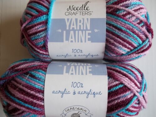 Mystique 115 yds ea lot of 2 Needle Crafters variegated acrylic yarn