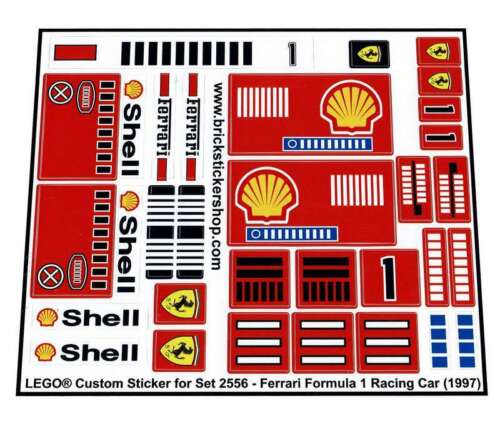Precut Custom Replacement Stickers for Lego Set 2556-Ferrari Formula 1 Racing