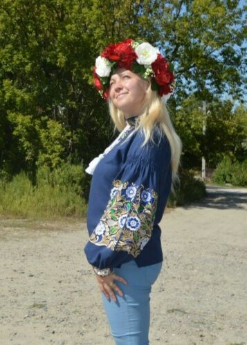 Ukrainian Embroidered Blouse women flowers Sorochka Vyshyvanka Tradition S-XXXXL 