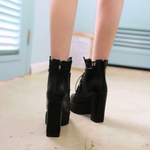 Details about   Women's Ankle Boots Ladies High Block Heel Lace Up Zip Booties Shoes Outdoor D 