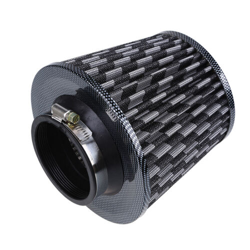 3" Carbon Fiber Black Inlet Short Ram Cold Air Intake Cone Filter Universal 