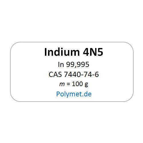 100g Indium Metall Element In 99,995/% CAS 7440-74-6 pure metal Reinmetall 4N5 kg