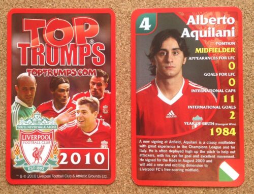 Various Players Details about  / Top Trumps Single Football Cards Liverpool 2010
