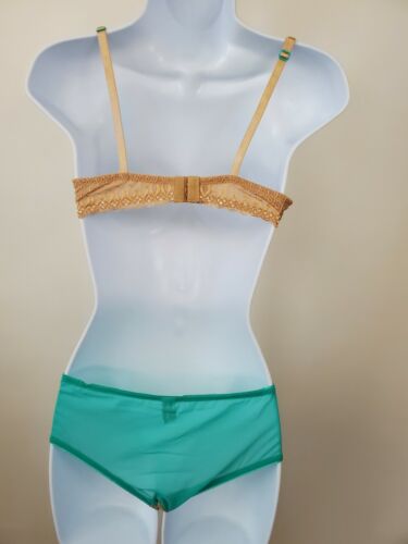 Lavender  Lace Demi Bra Pantie Set NWT Hers by Herman Lingerie Turquoise 