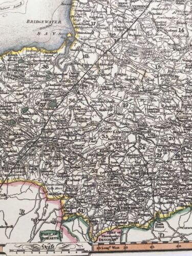 1840 Pigot Antique Details about  / Old Victorian Colour Map Somerset Reprint Historical