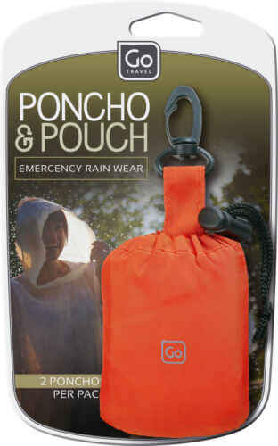 2 Pack Go Travel Unisex Universal Waterproof Poncho /& Carry Pouch Ref 818
