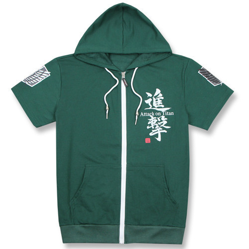 Attack on Titan Hoodie Short Sleeve T-Shirts Zip-Up Sweatshirt Hooded Tops Coat