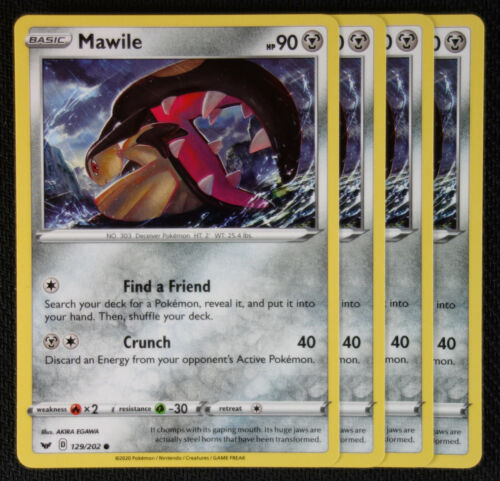 Pokemon Cards 4x Mawile 129//202 Playset Sword /& Shield NM//M