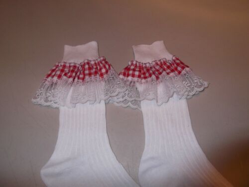 SISSY~MAIDS~ADULT BABY~TV//CD~UNISEX GINGHAM /& LACE TRIMMED SOCKS