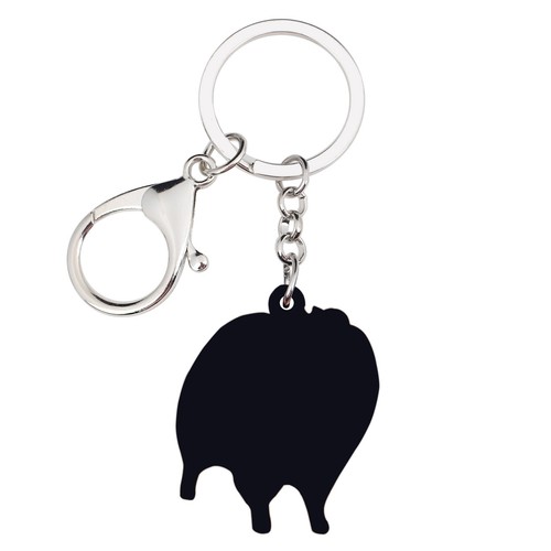 Acrylic Smile Pomeranian Dog Pet KeyChains Ring For Women Purse Bag Jewelry Gift