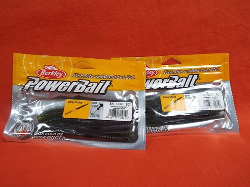 8CT BERKLEY POWERBAIT SHAKY SNAKE #1365495 5IN WATERMELON BIG RED 2PK/'S