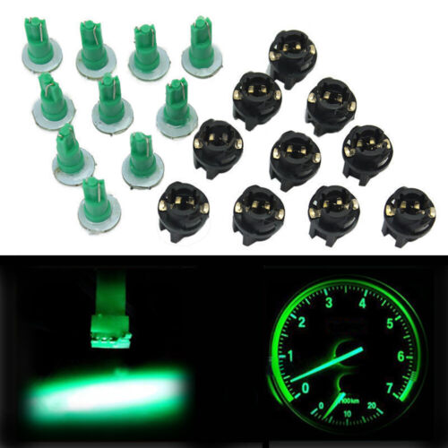 Green 10x PC74 T5 LED Twist Socket Instrument Panel Cluster Plug Dash Light Bulb