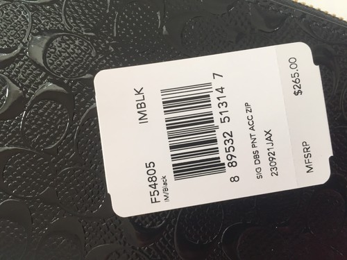 NEW COACH SIGNATURE DEBOSSED PATENT LEATHER ACCORDION ZIP WALLET BLACK F54805
