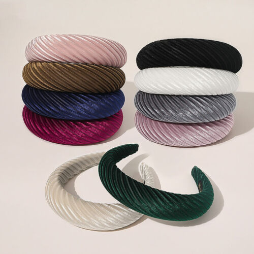 Details about  &nbsp;Women Candy Color Velvet Hairband Headband DIY Padded Striped Hair Hoop Bands