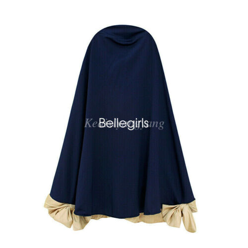 Muslim Kids Girls Maxi Long Sleeve Dress With Hijab Set Islamic 2Pcs Abaya Robe