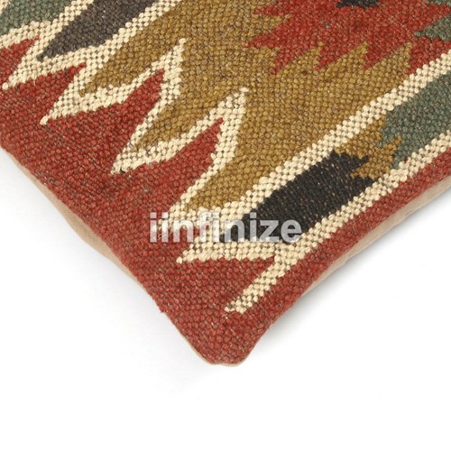 2 PC Vintage Kilim Pillow Cover Wool Jute Euro Sham Handwoven Cushion Cover Boho