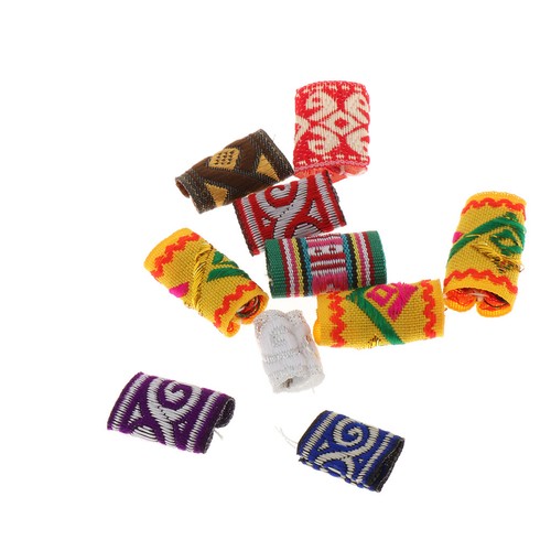 10Pcs Fabric Dreads Dreadlock Beads Hair Braid Cuff Clips Pendants 10mm Hole
