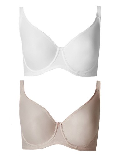M/&S Minimiser Full Cup Bra Non Padded White Nude 32-40 C D DD E F G