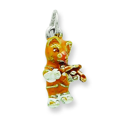 Details about   .925 Sterling Silver Enamel Cat Playing the Violin Charm Pendant MSRP $229 