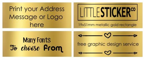 Gold rectangle Wedding stickers for invitations personalise with your details 50 