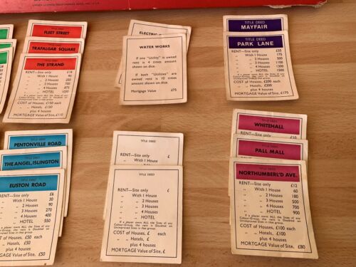 INDIVIDUAL VINTAGE SPARE MONOPOLY PROPERTY CARDS 1950s 60s  31//4/" X 21//2/" SIZE